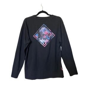 Dutch Brothers Graphic T shirt Womens L long sleeve Tee floral Logo Black crew